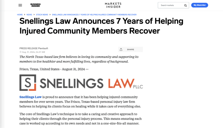 Snellings Law Announces 7 Years of Helping Injured Community Members Recover